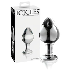 Icicles No. 25 - kúpos, üveg anál plug (átlátszó)