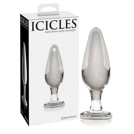 Icicles No. 26 - kúpos, üveg anál plug (átlátszó)
