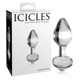 Icicles No. 44 - kúpos, üveg anál plug (átlátszó)