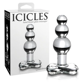 Icicles No. 47 - tripla gyöngyös, üveg anál plug (átlátszó)