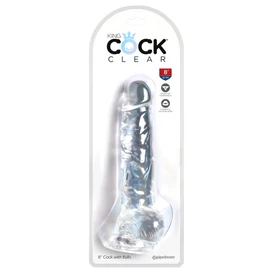 King Cock Clear 8 - tapadókorongos, herés dildó (20cm)