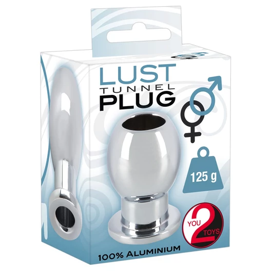 You2Toys - Lust Tunnel - alumínium, üreges análtágító dildó (ezüst)