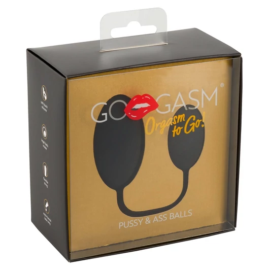 GoGasm Pussy & Ass - anál és hüvelyi gésagolyó duó (fekete)