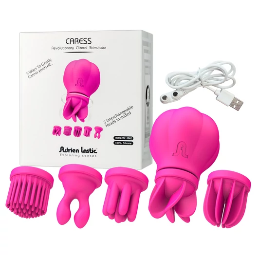 Caress - akkus, forgó csiklóvibrátor szett (pink)