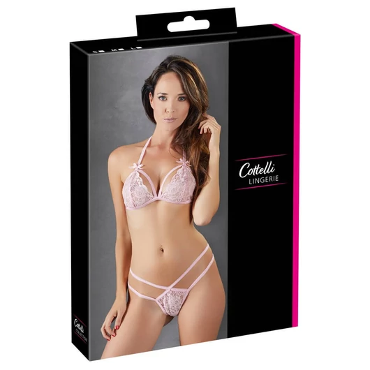 Cottelli - nyitott, csipke melltartó szett (pink)