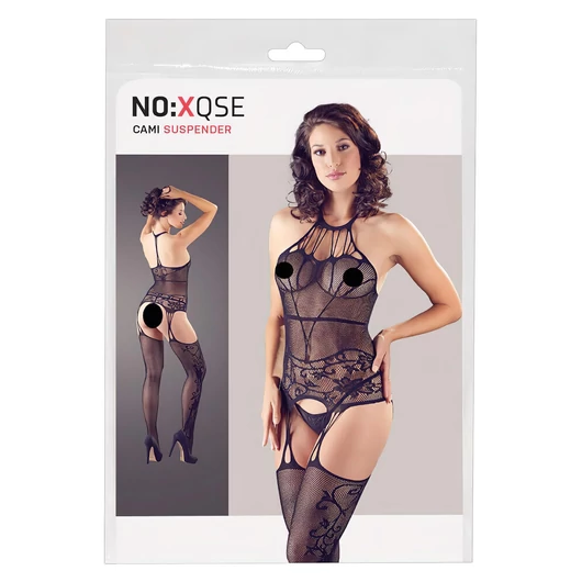 NO:XQSE - pántos fehérnemű szett és tanga - fekete (S-L)