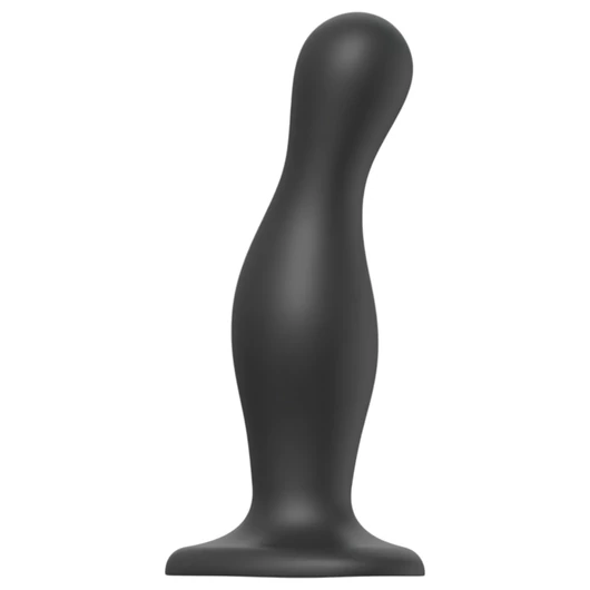 Strap-on-me Curvy L - hullámos, tapadókorongos dildó (fekete)