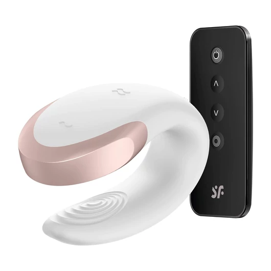 Satisfyer Double Love - okos, vízálló, rádiós párvibrátor (fehér)
