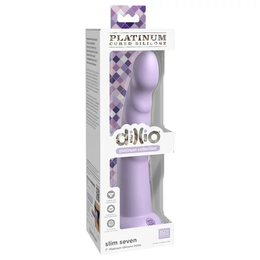 Dillio Slim Seven - tapadókorongos stimuláló dildó (20cm) - lila
