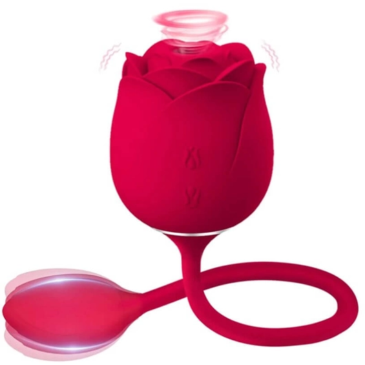 Lonely Rose - akkus, léghullámos 2in1 rózsa vibrátor (piros)