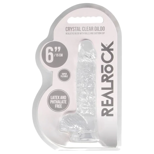 REALROCK - átlátszó élethű dildó - átlátszó (15cm)