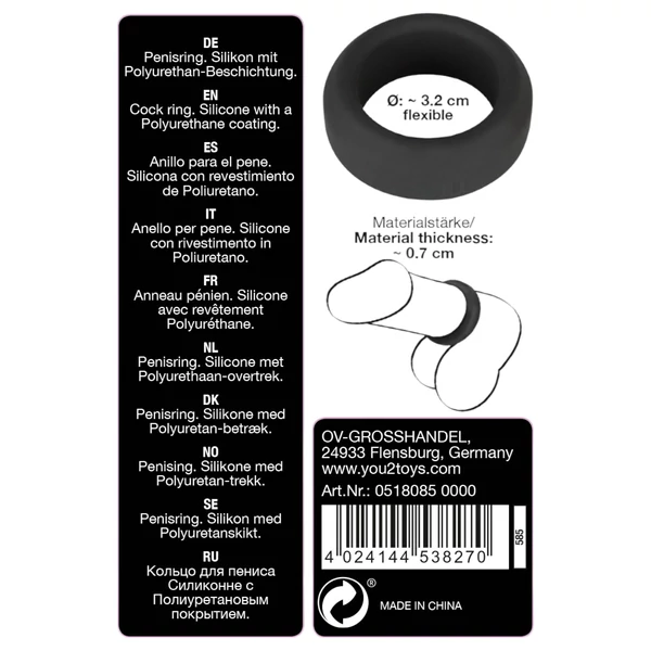 Black Velvets - vastagfalú péniszgyűrű (3,2cm) - fekete