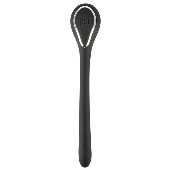 Penis Plug Dilator - akkus, vibrációs dilátor (1cm) - fekete