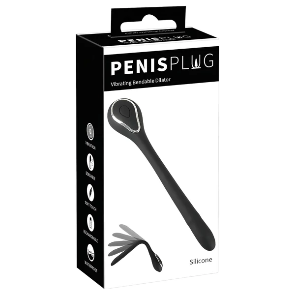 Penis Plug Dilator - akkus, vibrációs dilátor (1cm) - fekete