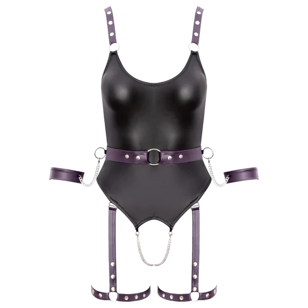 Cottelli - nyitott bondage body bilincsekkel (fekete)