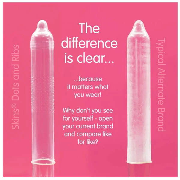 Skins - bordázott és pontozott óvszer (8db)