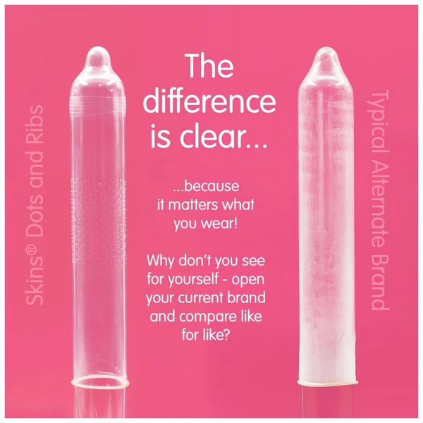 Skins - bordázott és pontozott óvszer (16db)