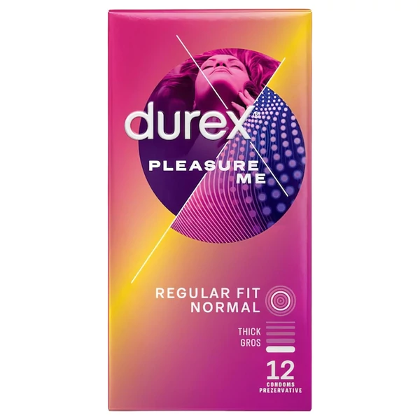 Durex Pleasure Me - bordázott-pontozott óvszer (12db)