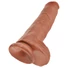 Kép 5/5 - King Cock 11 - tapadókorongos, herés dildó (28cm) - sötét natúr