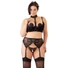 Kép 2/8 - Cottelli Plus Size - dögös csipke fehérnemű trió (fekete)