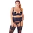 Kép 2/8 - Cottelli Plus Size - szíves nyitott mellemelő szett (fekete)