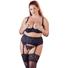 Kép 3/8 - Cottelli Plus Size - szíves nyitott mellemelő szett (fekete)