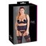 Kép 1/8 - Cottelli Plus Size - szíves nyitott mellemelő szett (fekete)
