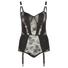 Kép 4/6 - Cottelli Plus Size - virágos, harisnyatartós női body (fekete)