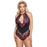 Kép 2/6 - Cottelli Plus Size - virágos body (fekete-lila)