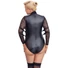 Kép 5/8 - Cottelli Bondage Plus Size - csipkésujjú body (fekete)