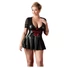 Kép 2/5 - Cottelli Plus Size - fényes ruha piros fűzővel (fekete)