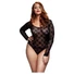 Kép 1/2 - BACI Plus Size - hosszúujjú, csipke body - fekete (XL-XXL)