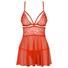 Kép 3/4 - Obsessive 838-BAB-3 - pikáns csipkés babydoll tangával (piros)